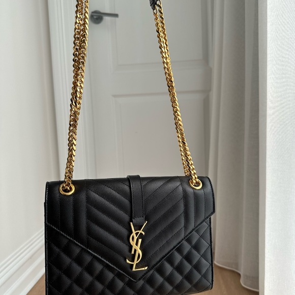 SAINT LAURENT ENVELOPE MEDIUM QUILTED TEXTURED LEATHER BAG - Picture 4 of 7